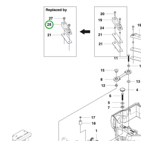 Husqvarna kopólemez hátsó híd függőleges ütköző P 525D riderhez robbantott ábra