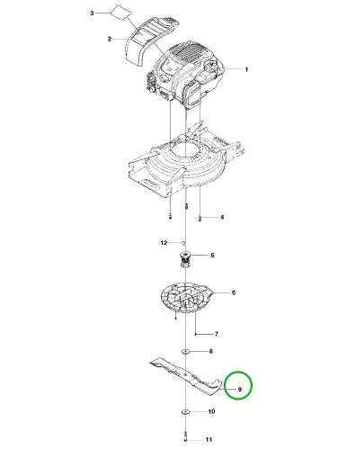 Husqvarna gyűjtő fűnyírókés 48 cm LC 348V, LC 348VI fűnyíróhoz robbantott ábra