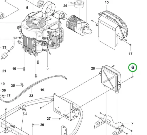 Husqvarna motor csavar M6x16 P 524X riderhez robbantott ábra