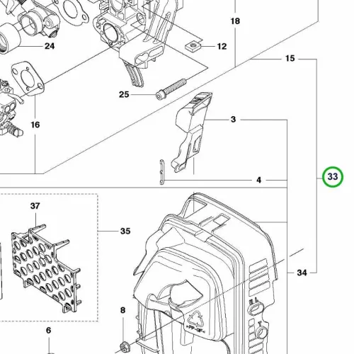Husqvarna karburátor szűrőkompenzációs 555RXT, 555FXT fűkaszához robbantott ábra
