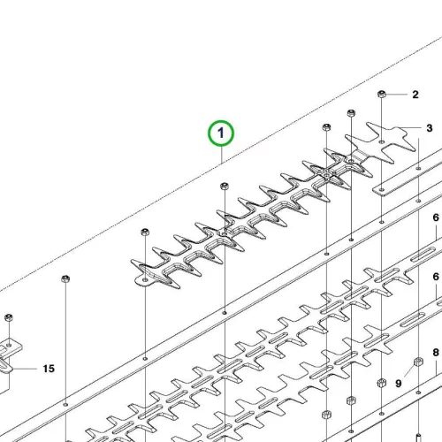 Husqvarna vágókés komplett újabb kivitel 226HD75S sövényvágóhoz robbantott ábra