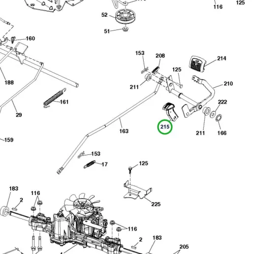Husqvarna hátramenet pedálgumi TC 342, TS 346 fűnyírótraktorhoz robbantott ábra