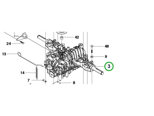 Husqvarna hidrosztatikus hajtómű K664GA R 422Ts AWD riderhez robbantott ábra
