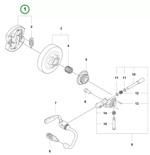 Husqvarna kuplung komplett 540 XP Mark III láncfűrészhez robbantott ábra