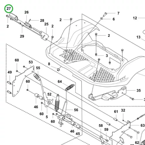 Husqvarna pedálgumi P 520DX, P 525DX, P 535HX riderhez robbantott ábra