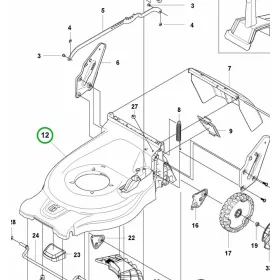 Husqvarna vágóasztal váz 47 cm LC 247i, LC 347iVX, LC 347VE fűnyíróhoz robbantott ábra