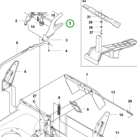 Husqvarna magasságállító fedél bal LC 247i, LC 347iVX fűnyíróhoz robbantott ábra