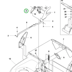 Husqvarna magasságállító fedél jobb LC 247i, LC 347iVX fűnyíróhoz robbantott ábra