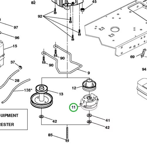 Husqvarna Ogura kuplung TS 142, TS 242, TS 342 fűnyírótraktorhoz robbantott ábra
