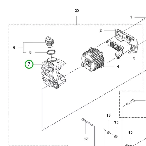 Husqvarna olajtartály komplett 530iP4, 530iPT5 ágvágóhoz robbantott ábra