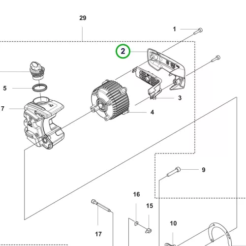 Husqvarna motorfedél 530iP4, 530iPT5 ágvágóhoz robbantott ábra