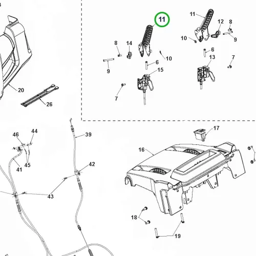 Husqvarna kezelőkar ST 224, ST 227, ST 227P hómaróhoz robbantott ábra