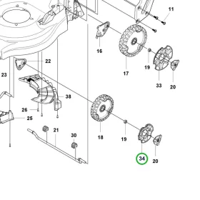 Husqvarna kerékkupak 170 mm LC 247i, LC 347V, LC 347VE fűnyíróhoz robbantott ábra