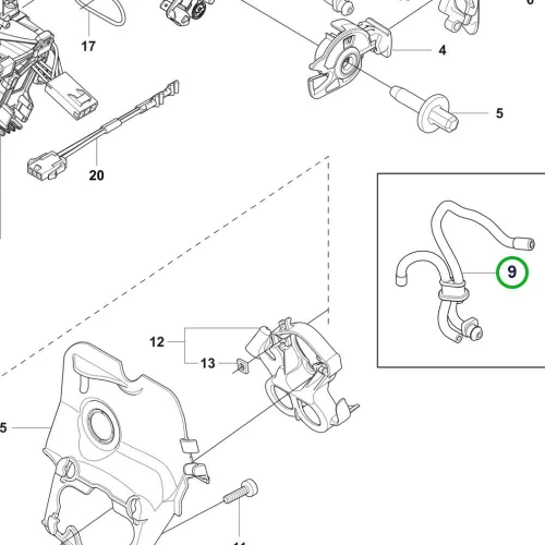 Husqvarna karburátor ház 555, 545, 550 XP, 562 XP láncfűrészhez robbantott ábra