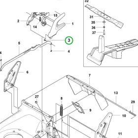 Husqvarna felfüggesztési tengely LC 247i, LC 347iVX fűnyíróhoz robbantott ábra