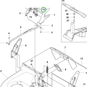 Husqvarna magasságállító gomb LC 247i, LC 347iVX, LC 353iVX fűnyíróhoz robbantott ábra