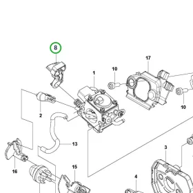 Husqvarna légszűrő persely T525 láncfűrészhez robbantott ábra