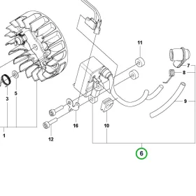 Husqvarna gyújtómodul komplett T525 láncfűrészhez robbantott ábra
