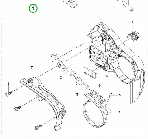 Husqvarna láncfék egység T525 láncfűrészhez robbantott ábra