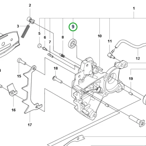 Husqvarna forgattyúház gumitömítés 540 XP Mark III láncfűrészhez robbantott ábra