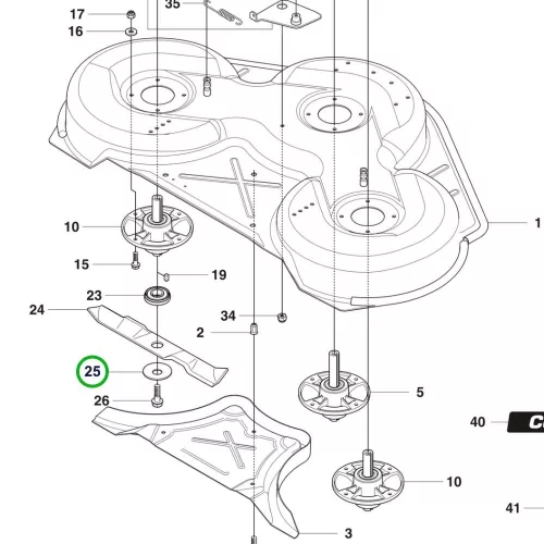 Husqvarna késtartó lemez vágóasztalhoz R 214TC riderhez robbantott ábra