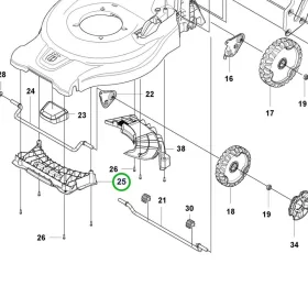 Husqvarna elülső csúszólemez LC 247i, LC 347iVX, LC 347V fűnyíróhoz robbantott ábra
