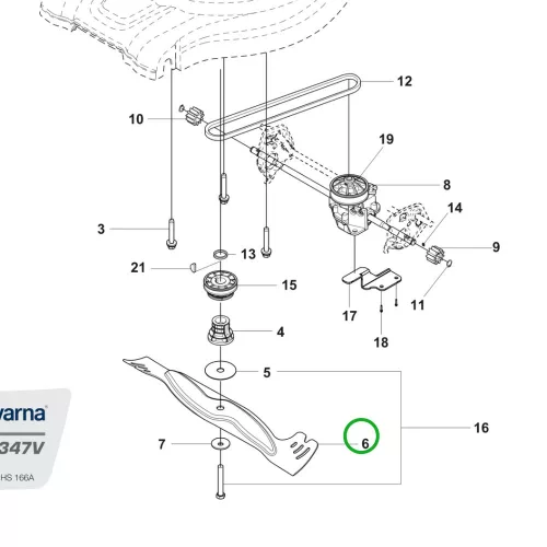 Husqvarna fűnyírókés gyűjtős 47 cm LC 247, LC 347V fűnyíróhoz robbantott ábra