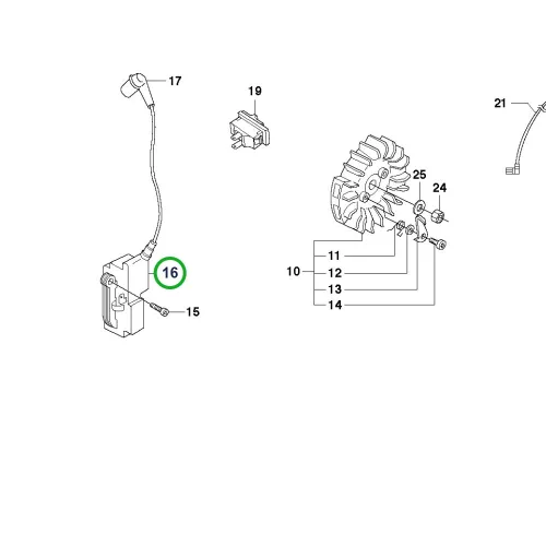 Husqvarna gyújtómodul 365, 372 XP láncfűrészhez robbantott ábra