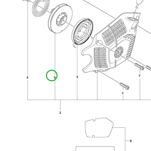 Husqvarna kötéltárcsa 130 láncfűrészhez robbantott ábra