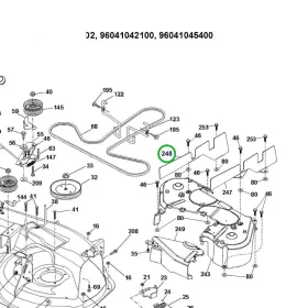 Husqvarna vágóasztal védő bal TS 138, TS 138M fűnyírótraktorhoz robbantott ábra