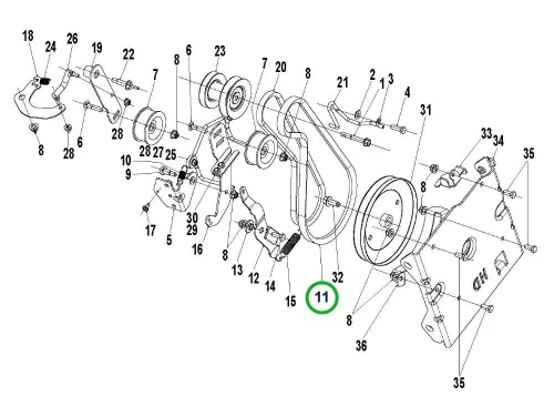 Husqvarna ékszíj 5L 39.15L ST 327, ST 427, ST 330 hómaróhoz robbantott ábra