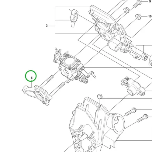 Husqvarna karburátor tömítőperem 130, 135 Mark II láncfűrészhez robbantott ábra