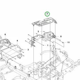 Husqvarna kezelőpanel burkolat felső R 418TsX AWD riderhez robbantott ábra