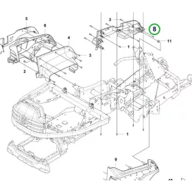 Husqvarna kezelőpanel burkolat belső R 418TsX AWD riderhez robbantott ábra