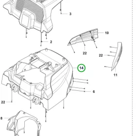 Husqvarna motorháztető P 524X, P 524X EFI, P 524XR EFI riderhez robbantott ábra