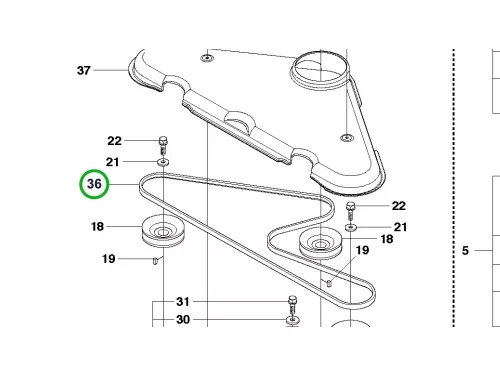 Husqvarna vágóasztal hajtószíj 2032 mm 112 cm R 320 AWD riderhez robbantott ábra