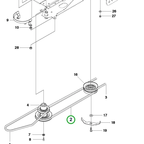 Husqvarna sebességváltó hajtószíj 1400 mm R 418Ts AWD riderhez robbantott ábra