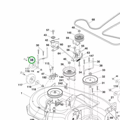 Husqvarna szíjterelő késorsóhoz TC 138, TC 139T fűnyírótraktorhoz robbantott ábra