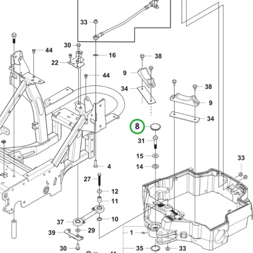Husqvarna fedél váz P 524X, P 524X EFI, P 524XR EFI riderhez robbantott ábra