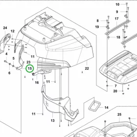 Husqvarna motorháztető zsanér bal R 418TsX AWD, R 420TsX AWD riderhez robbantott ábra