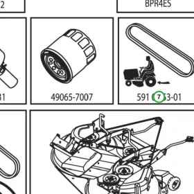 Husqvarna hidro hajtószíj TC 342, TC 342T fűnyírótraktorhoz robbantott ábra