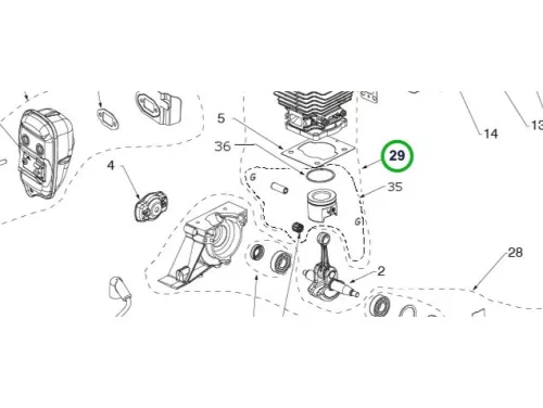 Husqvarna dugattyú és henger szett 129C, 129LK szegélyvágóhoz robbantott ábra