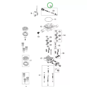 Husqvarna szabályzószelep PW 350, PW 360, PW 235 magasnyomású mosóhoz robbantott ábra