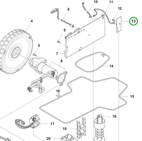 Husqvarna áramköri lap alsó váz Automower 305, 308 robotfűnyíróhoz robbantott ábra