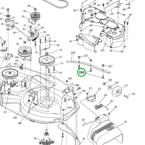 Husqvarna négyszögnyakú csavar 1/4 x 1 col TS 346 fűnyírótraktorhoz robbantott ábra