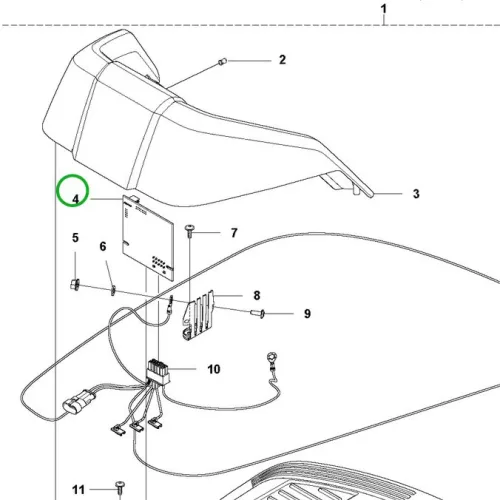 Husqvarna alaplap Automower 305, 105, R40Li, R80Li robotfűnyíróhoz robbantott ábra