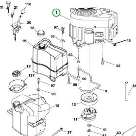 Husqvarna Kawasaki FR651V motor TC 242T, TS 242TXD fűnyírótraktorhoz robbantott ábra