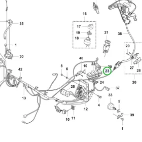 Husqvarna billenőkapcsoló DPDT ON/OFF/ON R 418TsX AWD riderhez robbantott ábra