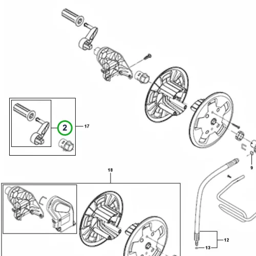 Husqvarna tömlődob fogantyú Pro PW 480, PW 490 magasnyomású mosóhoz robbantott ábra