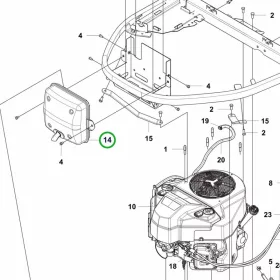 Husqvarna kipufogódob R400 Gen2 R 418TsX AWD, R 420TsX AWD riderhez robbantott ábra